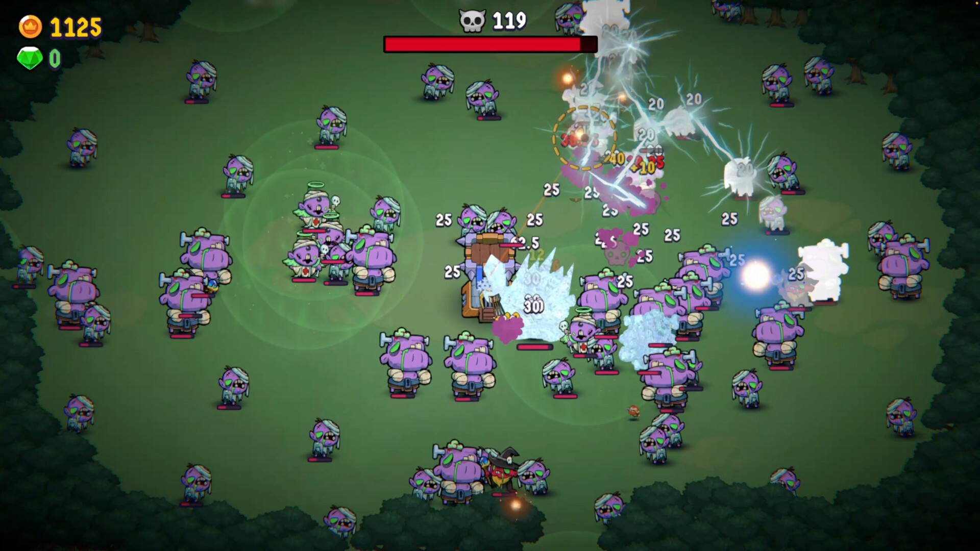 Waves of purple undead swarming an Incrempire tower while spell effects break the line